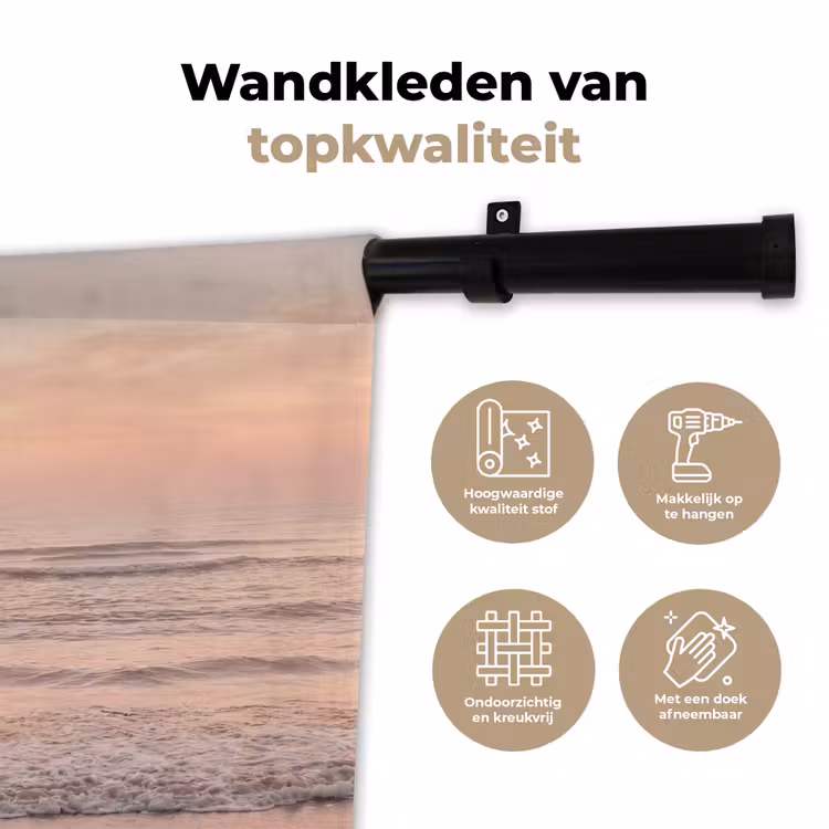 Zon - Strand - Roze Wandkleed katoen klein -sfeer2