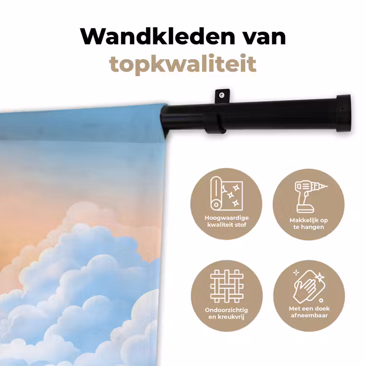 Zon - Vogels - Lucht - Natuur - Geel Wandkleed katoen klein -sfeer2