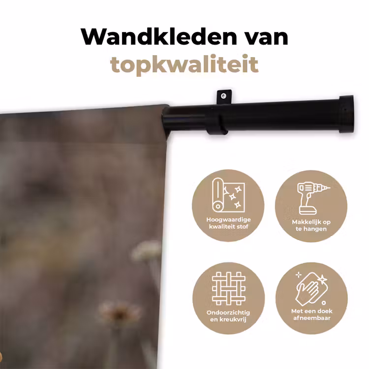 Zonnehoed - Droogbloemen - Geel - Warm Wandkleed katoen klein -sfeer2