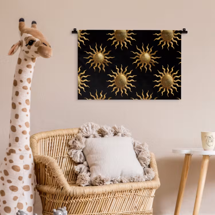 Zon - Patroon - Luxe - Goud - Zwart Wandkleed katoen klein 269 -wsfeer5_kind
