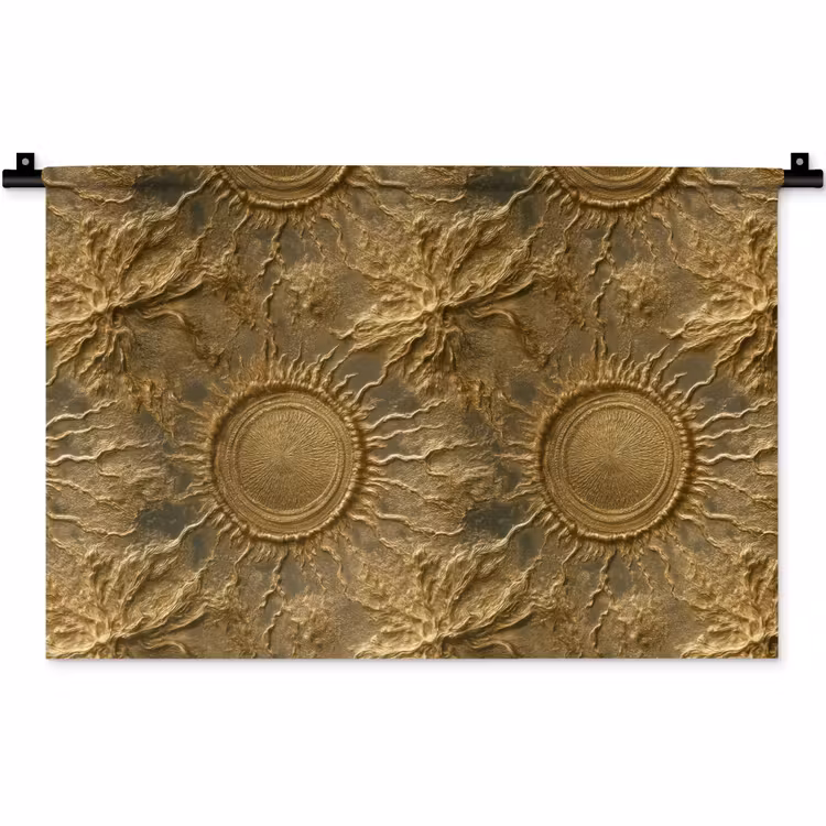 Zon - Reliëf - Antiek - Goud Wandkleed katoen klein 269 -zz3d