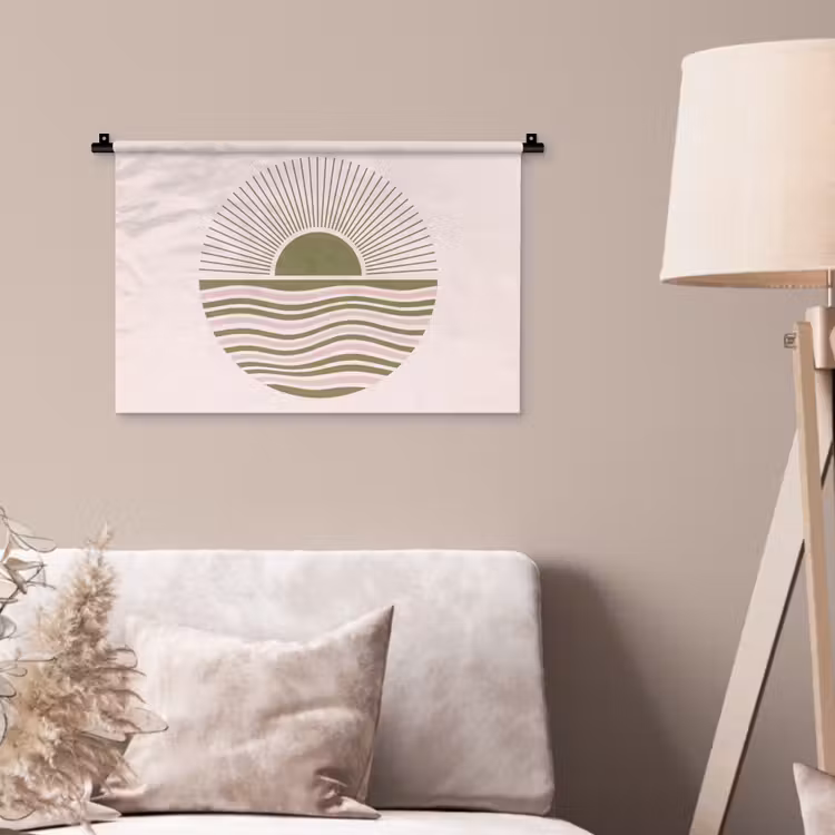 Zon - Zee - Abstract - Modern - Roze Wandkleed katoen klein -sfeer4