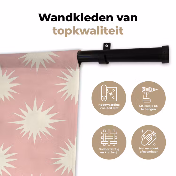 Zonnen - Patroon - Roze Wandkleed katoen klein 269 -sfeer2
