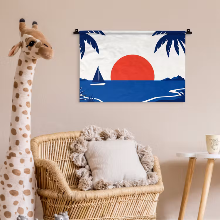 Zonsondergang - Zee - Palmboom - Tropisch - Modern Wandkleed katoen klein -wsfeer5_kind