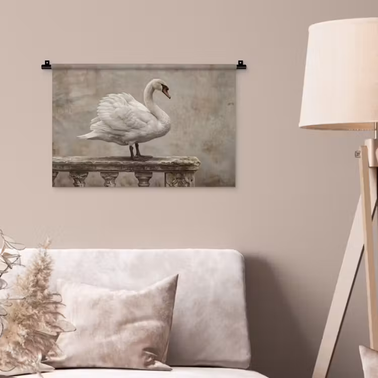 Zwaan - Elegant - Dieren - Wit Wandkleed katoen klein -sfeer4