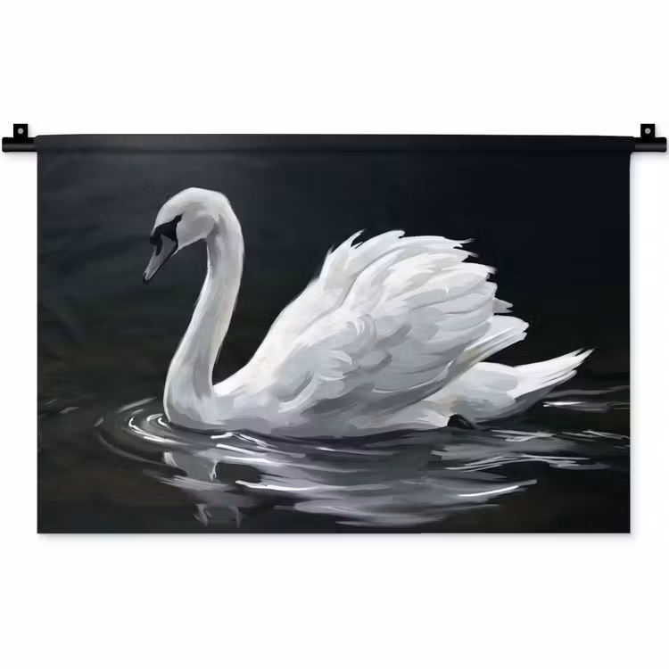 Zwaan - Water - Natuur - Realistisch - Wit Wandkleed katoen klein -zz3d