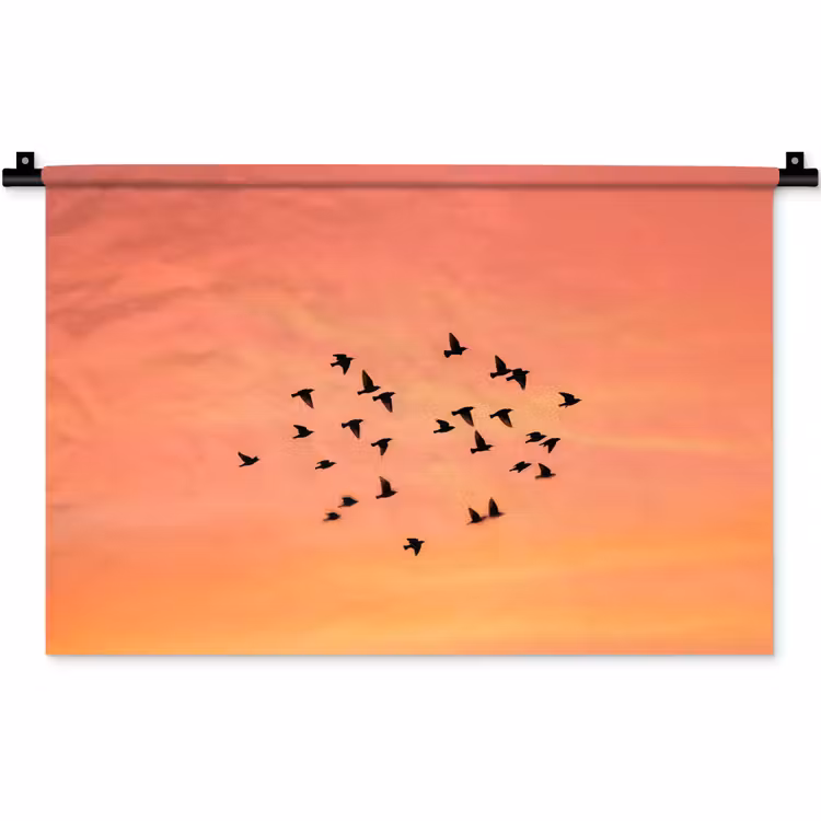 Zwerm - Vogels - Oranje Wandkleed katoen klein -zz3d