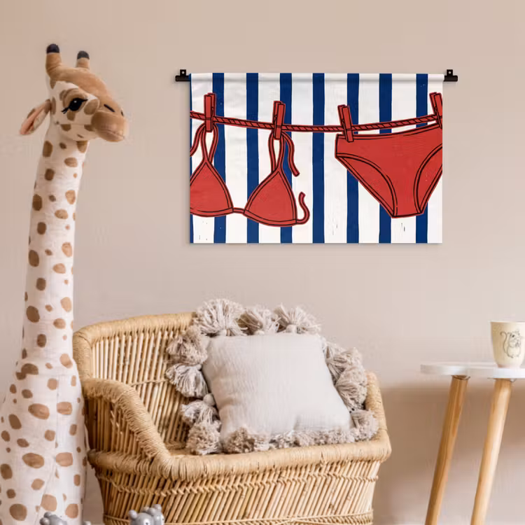 Badkleding - Waslijn - Zomer - Illustratie - Rood Wandkleed katoen klein -wsfeer5_kind