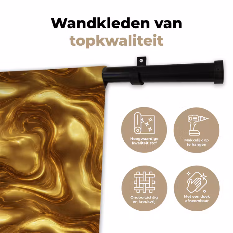 Textuur - Vloeibaar - Organisch - Goud Wandkleed katoen klein 269 -sfeer2