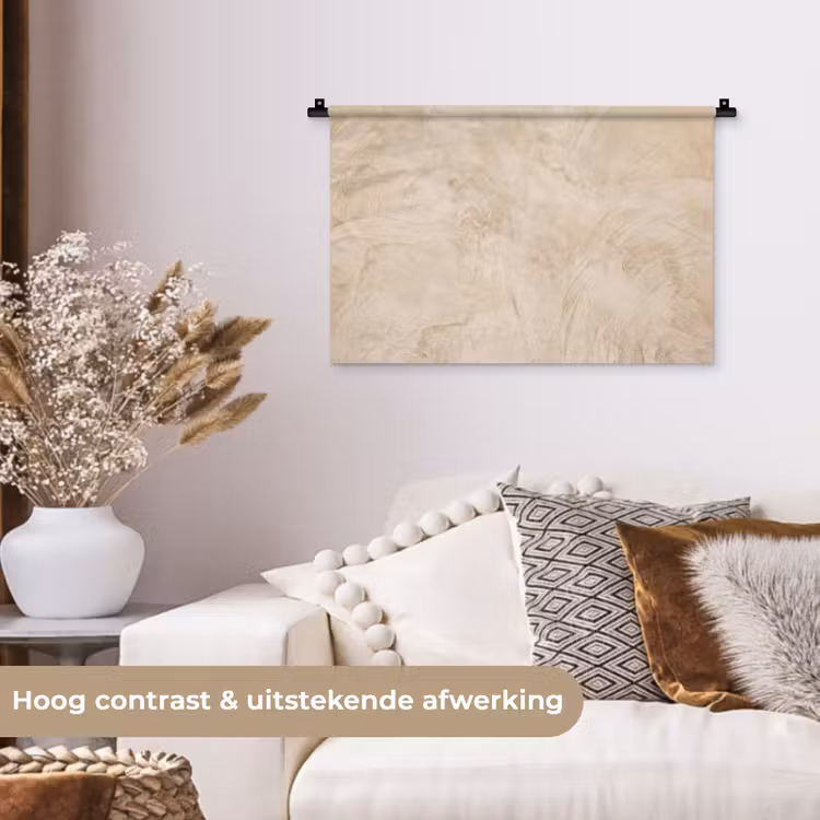 Textuur - Patroon - Abstract - Modern - Beige Wandkleed katoen klein -sfeer1
