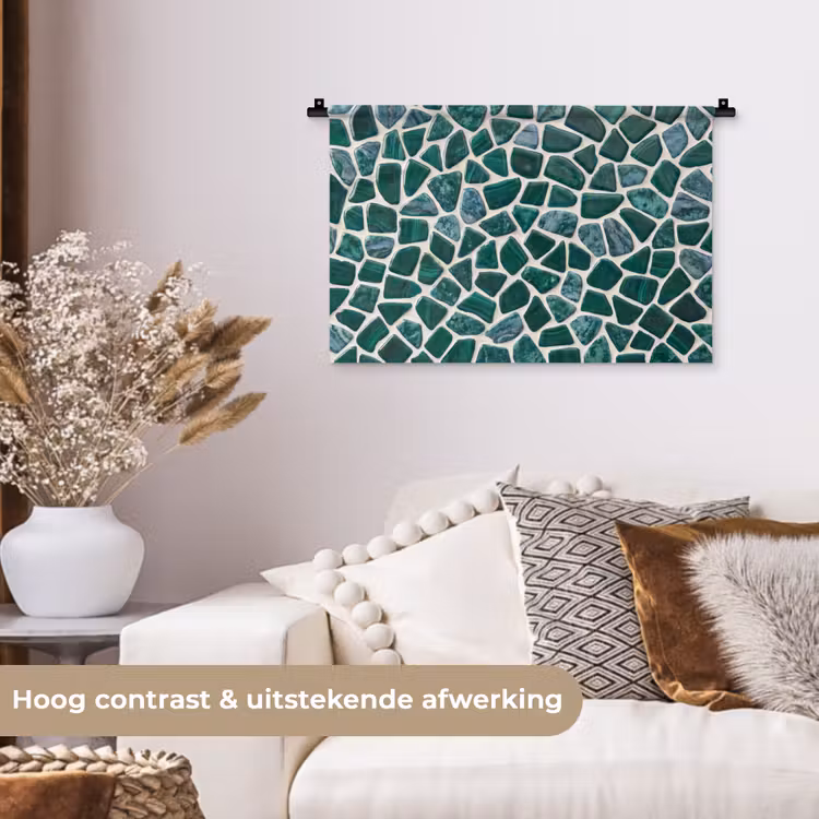 Textuur - Steen - Groen - Abstract - Patroon Wandkleed katoen klein -sfeer1