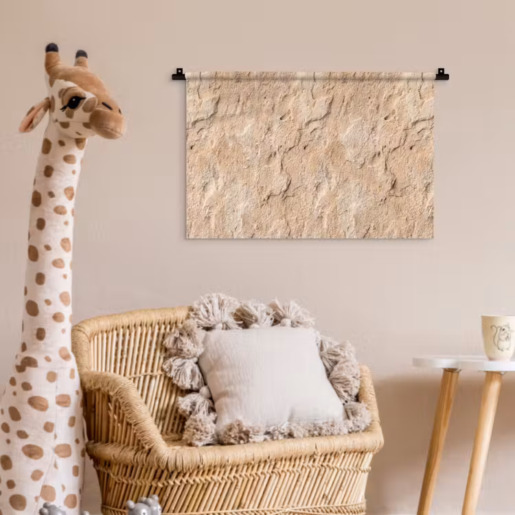 Textuur - Steen - Natuur - Beige Wandkleed katoen klein -wsfeer5_kind