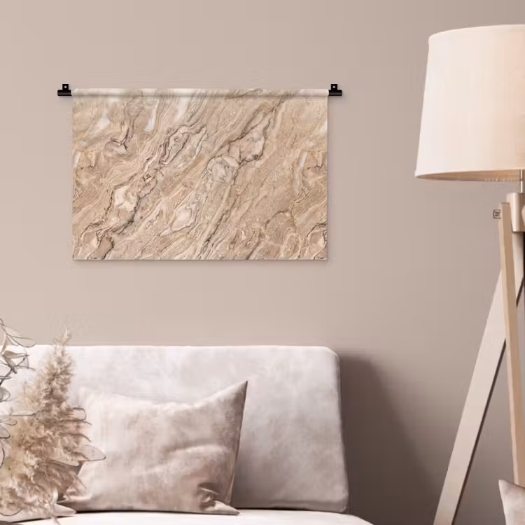 Textuur - Aders - Abstract - Modern - Beige Wandkleed katoen klein -sfeer4