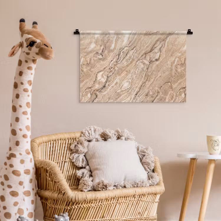 Textuur - Aders - Abstract - Modern - Beige Wandkleed katoen klein -wsfeer5_kind