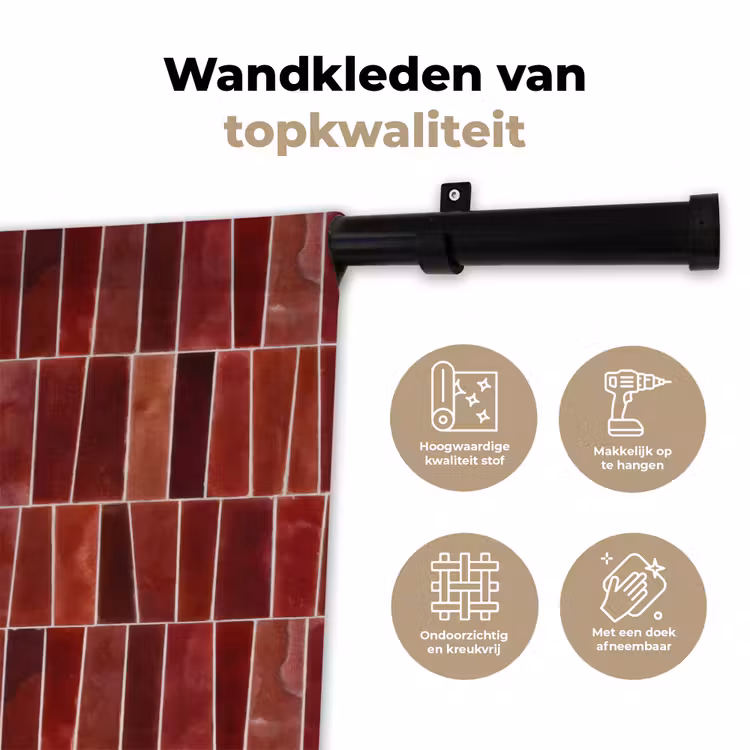 Tegels - Modern - Structuur - Dieprood Wandkleed katoen klein 269 -sfeer2