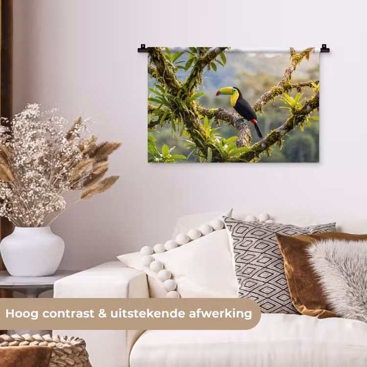 Toekan - Jungle - Natuur - Kleurrijk Wandkleed katoen klein -sfeer1