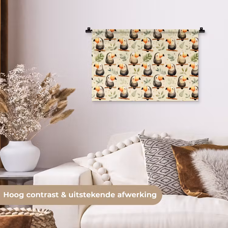 Toekans - Exotisch - Kleurrijk Wandkleed katoen klein 269 -sfeer1