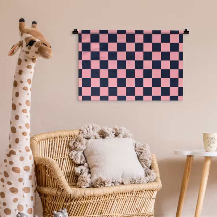 Traditioneel - Patroon - Blauw - Roze Wandkleed katoen klein 269 -wsfeer5_kind