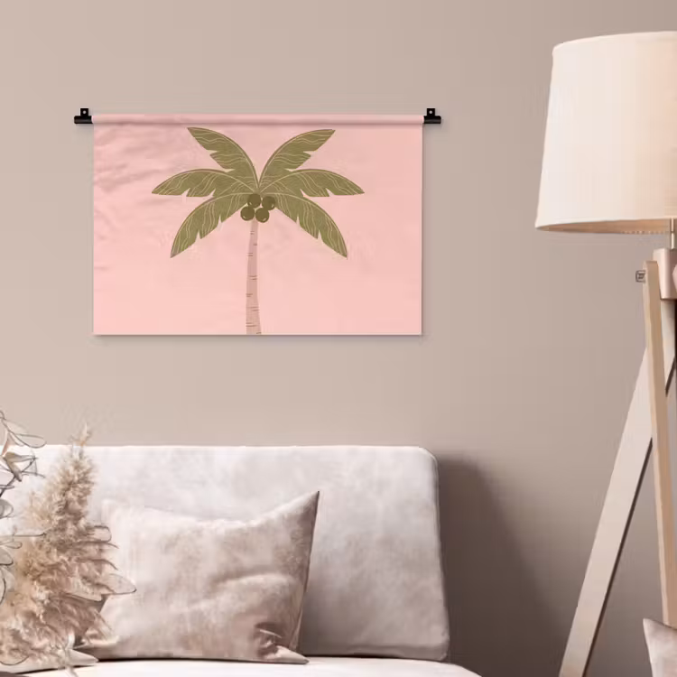 Boom - Palm - Natuur - Illustratie - Roze Wandkleed katoen klein -sfeer4