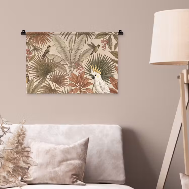 Tropisch - Vogels - Beige Wandkleed katoen klein -sfeer4