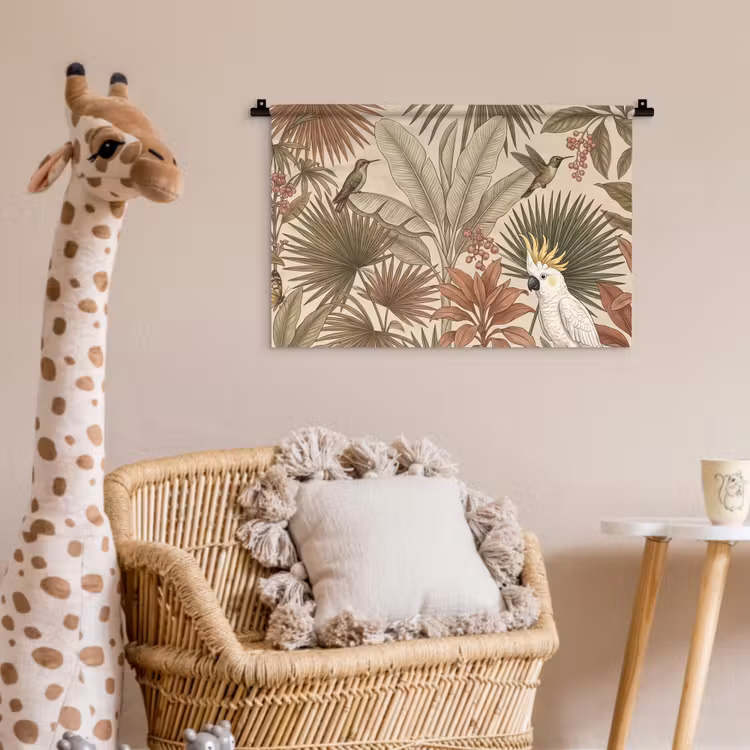 Tropisch - Vogels - Beige Wandkleed katoen klein -wsfeer5_kind