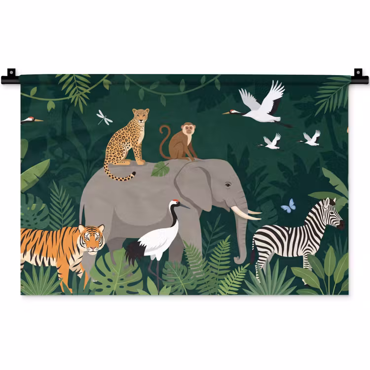 Tropisch - Jungle - Groen Wandkleed katoen klein -zz3d