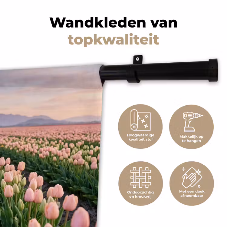 Tulpen - Landschap - Roze Wandkleed katoen klein -sfeer2