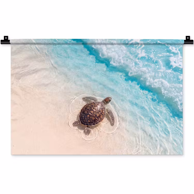 Schildpad - Helder water - Strand - Dieren - Natuur Wandkleed katoen klein -zz3d