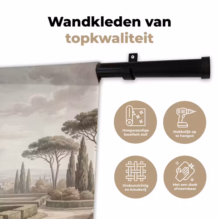 Vallei - Tuin - Natuur - Groen Wandkleed katoen klein -sfeer2