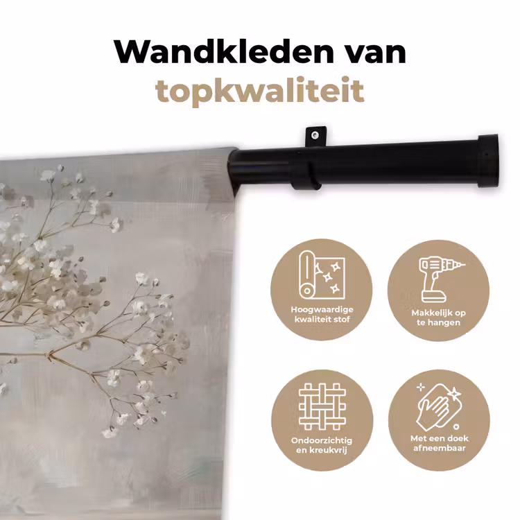 Vaas - Gipskruid - Wit Wandkleed katoen klein -sfeer2