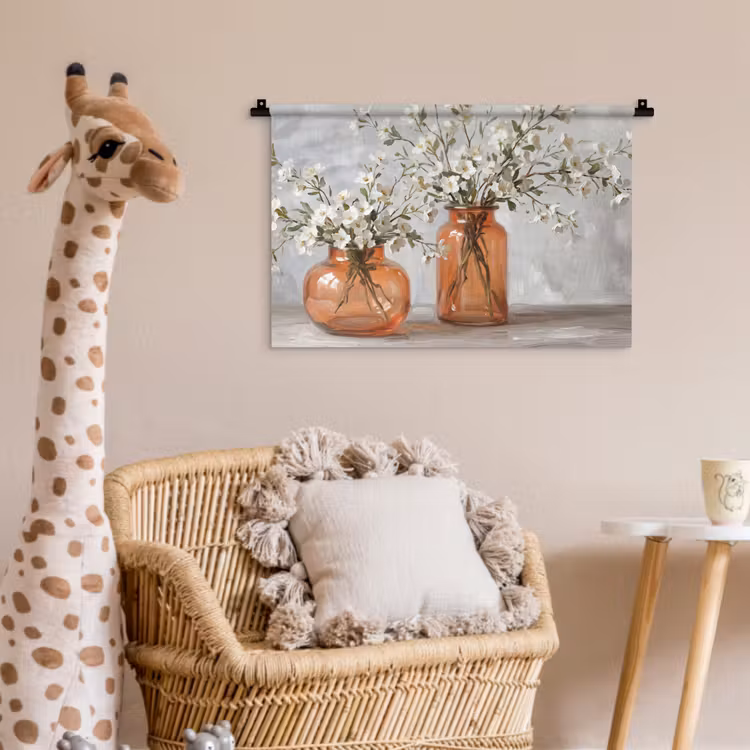 Vazen - Bloemen - Oranje Wandkleed katoen klein -wsfeer5_kind