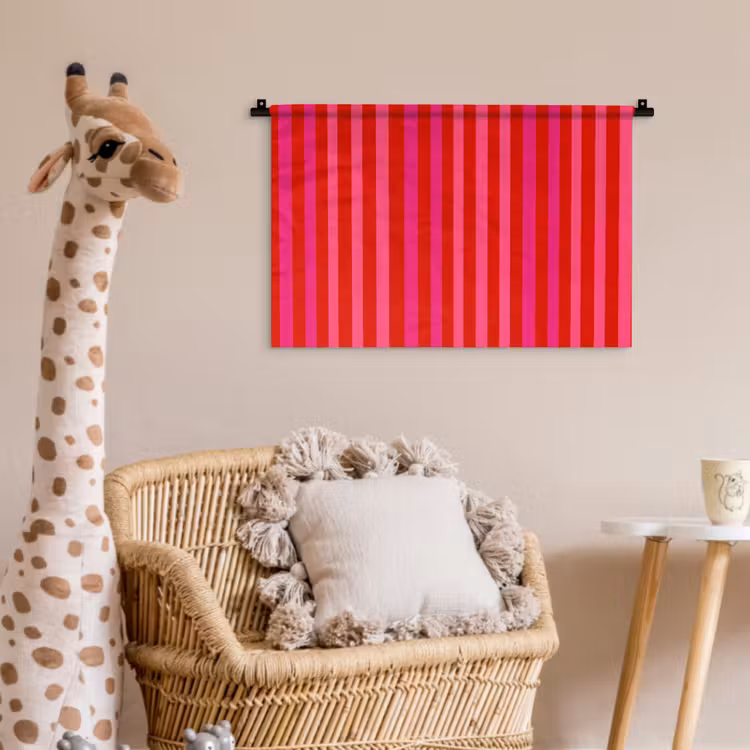 Verticaal - Strepen - Roze Wandkleed katoen klein 269 -wsfeer5_kind