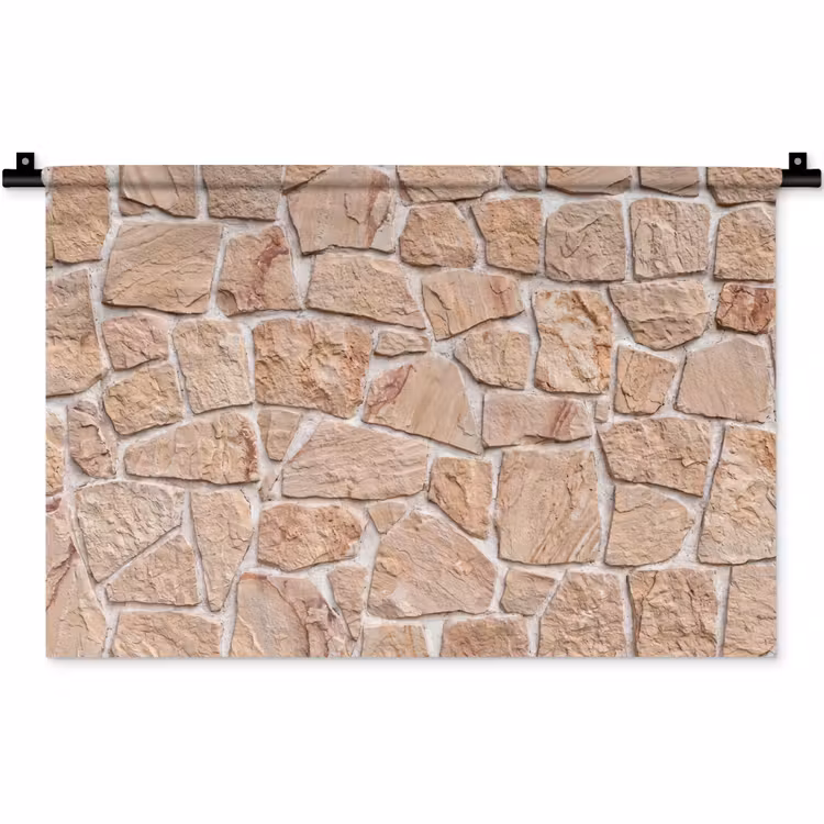 Muur - Steen - Patroon - Rustiek - Beige Wandkleed katoen klein -zz3d