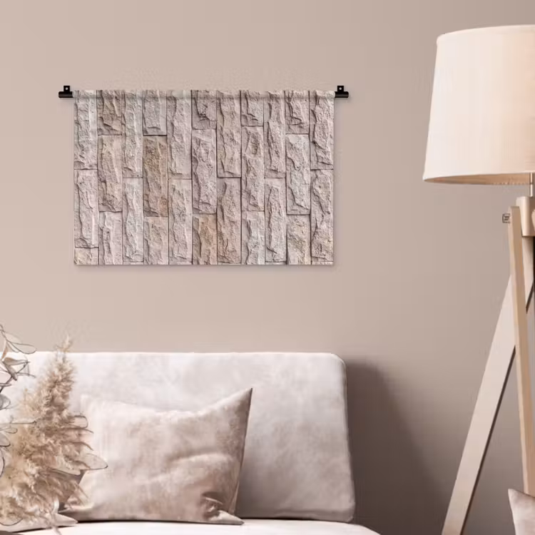 Muur - Steen - Ruw - Beige - Textuur Wandkleed katoen klein -sfeer4