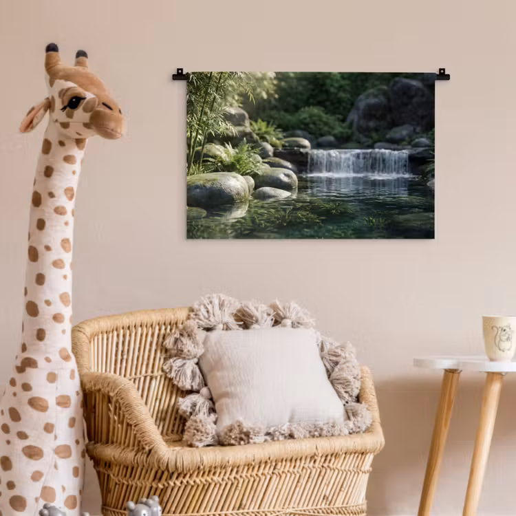 Beek - Waterval - Natuur - Groen Wandkleed katoen klein -wsfeer5_kind