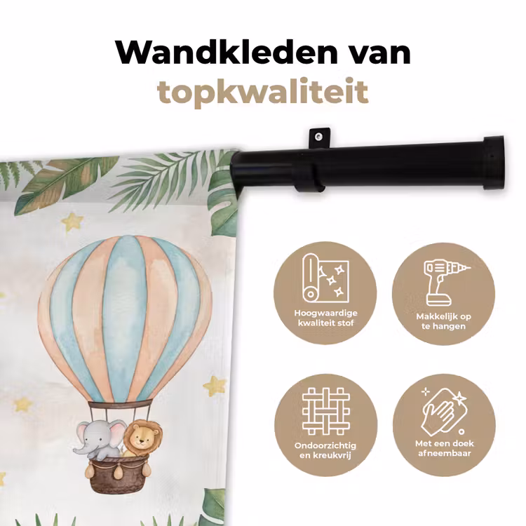 Aquarel - Luchtballonnen - Pastel Wandkleed katoen klein -sfeer2