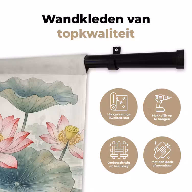 Aquarel - Lotusbloemen - Kleurrijk Wandkleed katoen klein -sfeer2