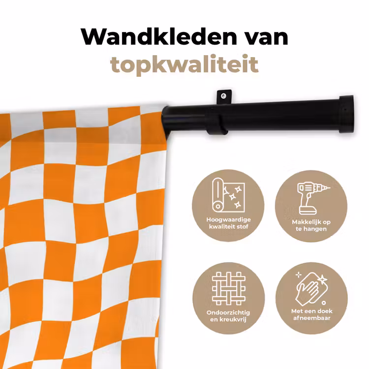 Golvend - Patroon - Oranje Wandkleed katoen klein 269 -sfeer2