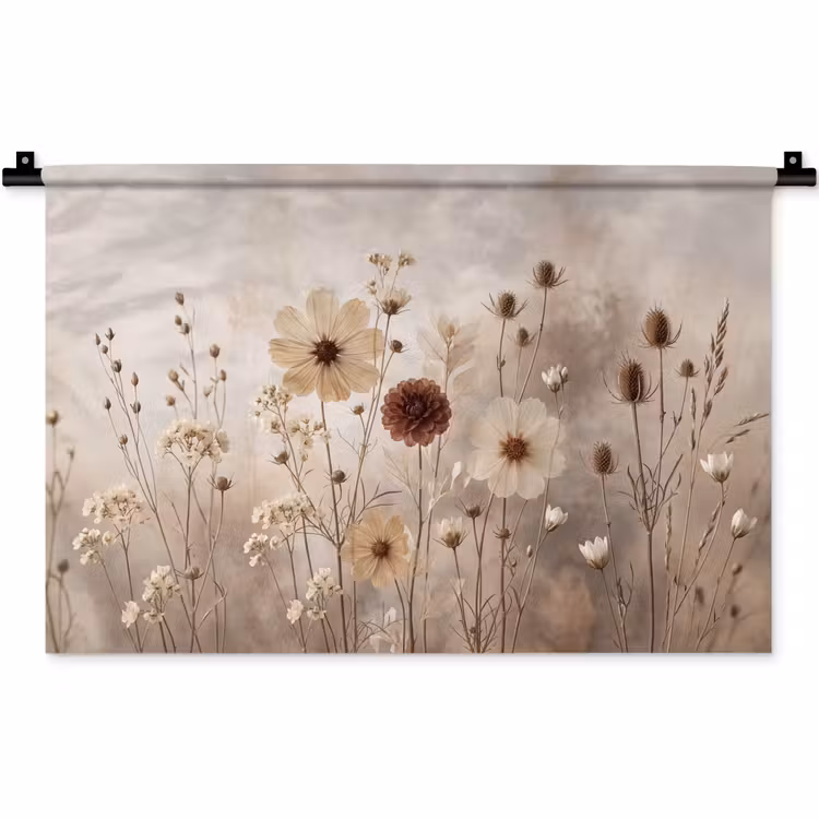 Wilde bloemen - Botanisch - Vintage - Natuur - Rustiek Wandkleed katoen klein -zz3d