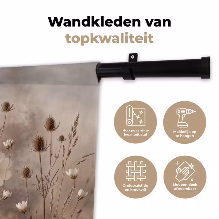 Wilde bloemen - Botanisch - Vintage - Natuur - Rustiek Wandkleed katoen klein -sfeer2