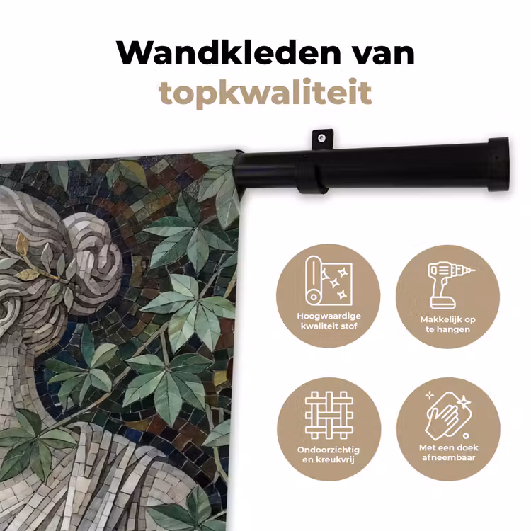 Vrouw - Klassiek - Mozaiëk - Natuur - Groen Wandkleed katoen klein -sfeer2