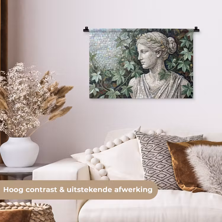 Vrouw - Klassiek - Mozaiëk - Natuur - Groen Wandkleed katoen klein -sfeer1