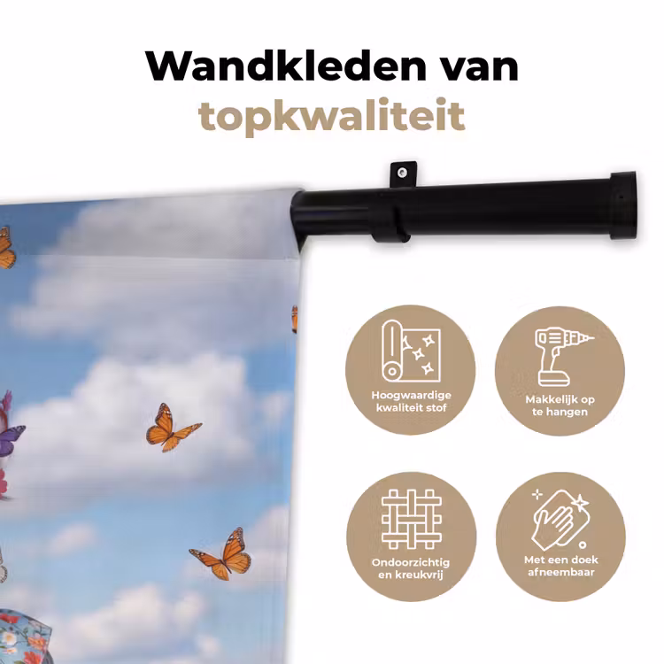 Vrouw - Bloemen - Zomer - Portret - Kleurrijk Wandkleed katoen klein -sfeer2