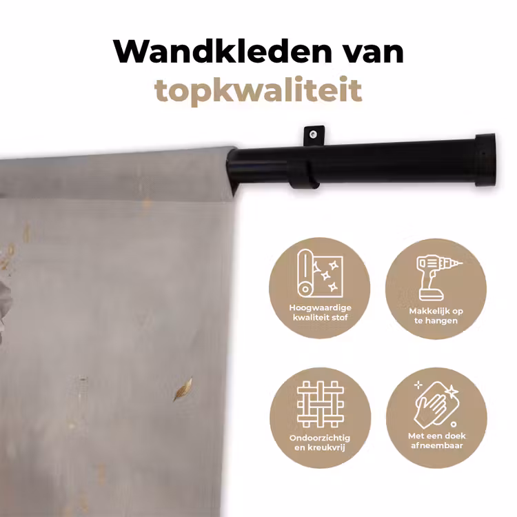 Vrouw - Pioenroos - Wit Wandkleed katoen klein -sfeer2
