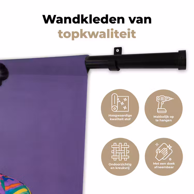 Vrouw - Portret - Make-up - Paars - Levendig Wandkleed katoen klein -sfeer2