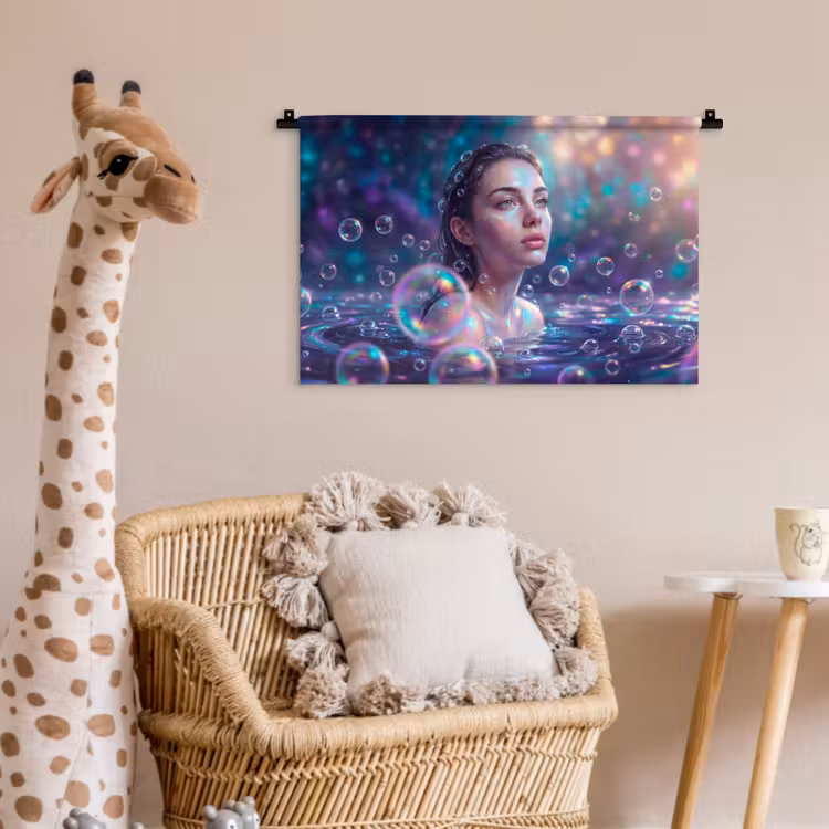 Vrouw - Water - Portret - Kleurrijk - Modern Wandkleed katoen klein -wsfeer5_kind
