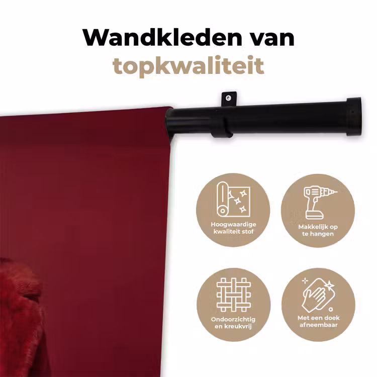 Vrouw - Bontjas - Mode - Klassiek - Rood Wandkleed katoen klein -sfeer2