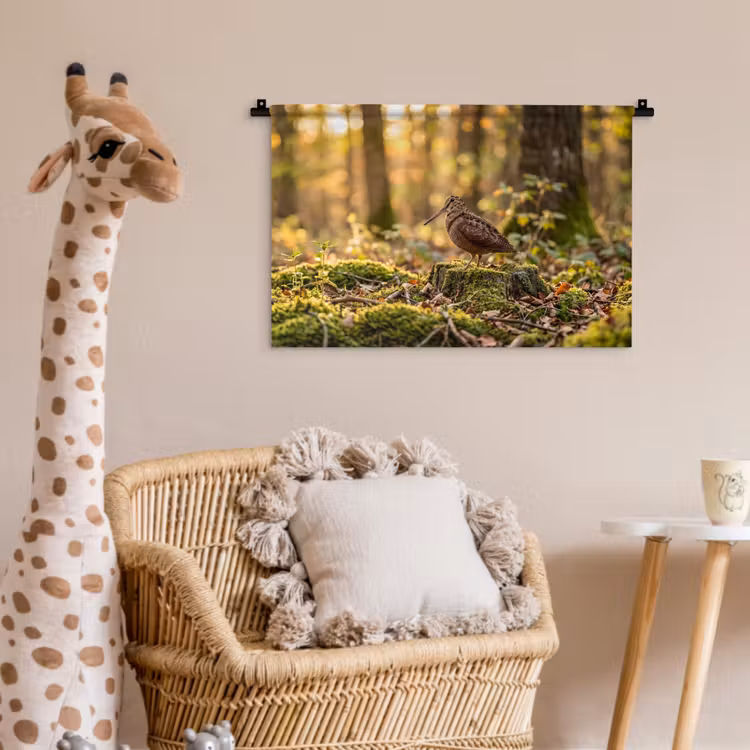 Houtsnip - Bos - Bladeren - Herfst - Gecamoufleerd Wandkleed katoen klein -wsfeer5_kind