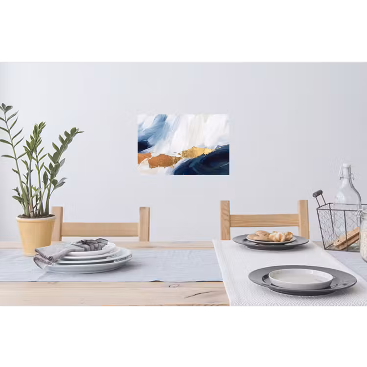 Abstract - Acryl - Blauw - Goud - Elegant Muursticker klein -eettafel