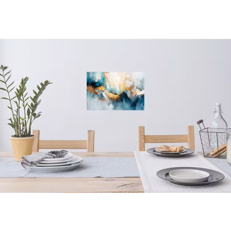 Abstract - Kunst - Gold - Blauw Muursticker klein -eettafel